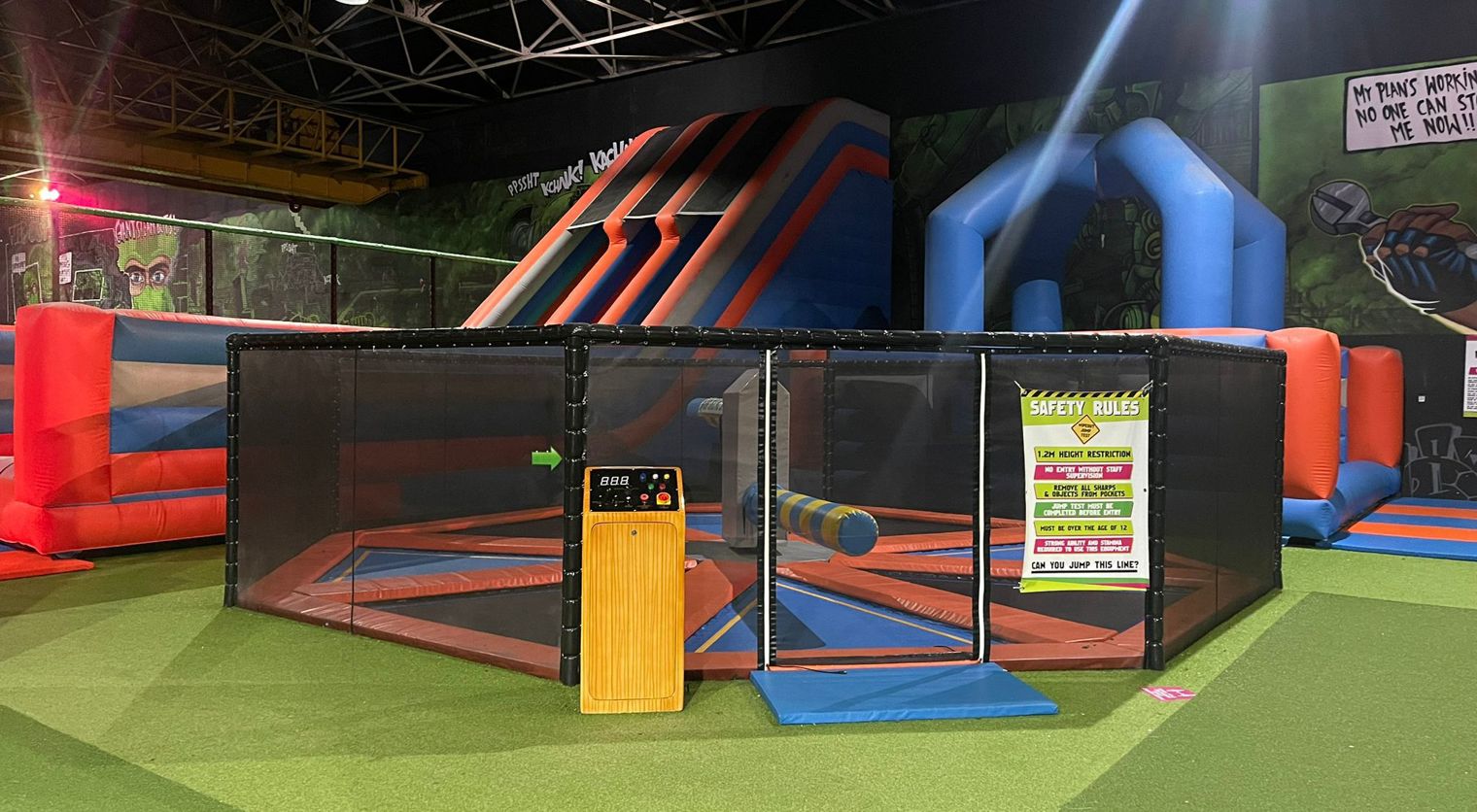 The Trampoline WipeOut arena at Flip Out UK