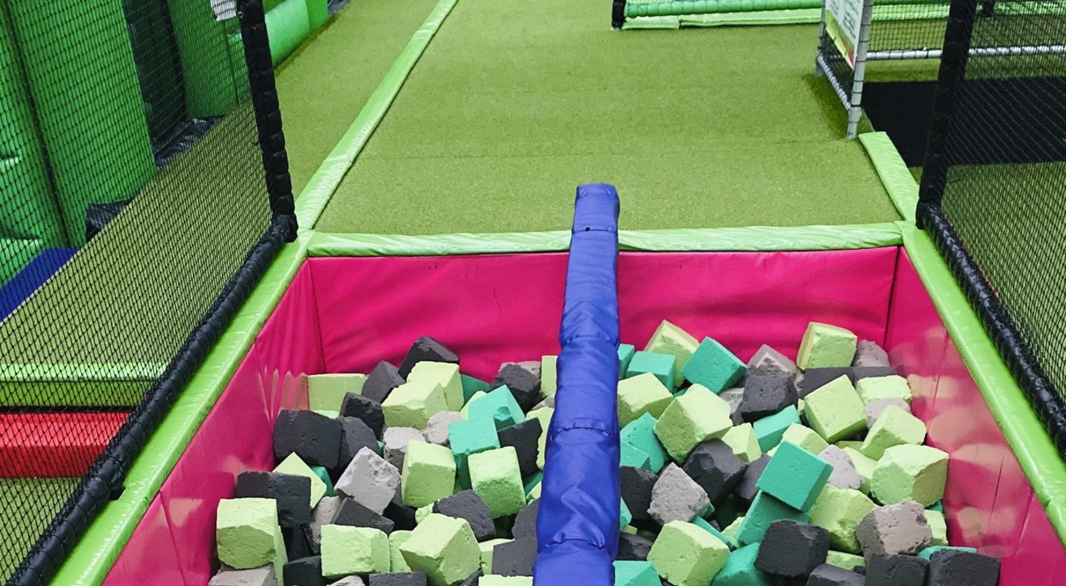 Balance beam over foam pit at Flip Out UK